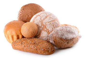 Different bread isolated on white