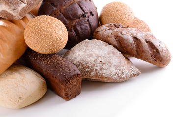 Different bread isolated on white