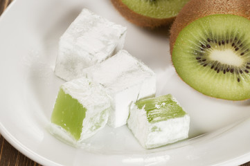 Lukum (Turkish Delight) with kiwi fruit