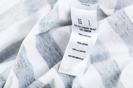 Label on clothing close-up