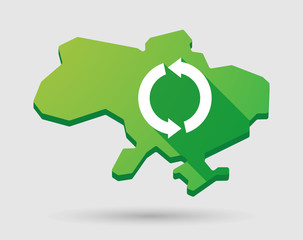 Ukraine green map icon with a recycle sign