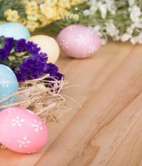 Colorful Easter Eggs and Flowers