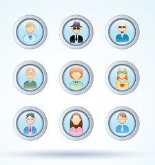Simple avatar icons set, vector.