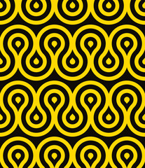 Waves seamless pattern, retro style geometric vector background.