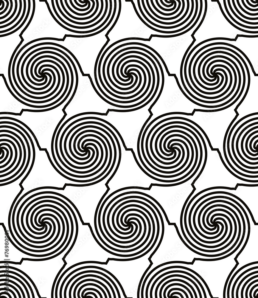 Poster spiral lines seamless pattern, vector background.
