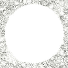 Background of gears. Isolated on white