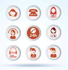 Set of call center operator icons. vector