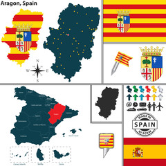 Map of Aragon, Spain