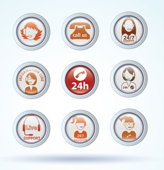 Set of call center operator icons. vector