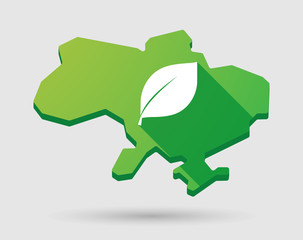 Ukraine green map icon with a leaf