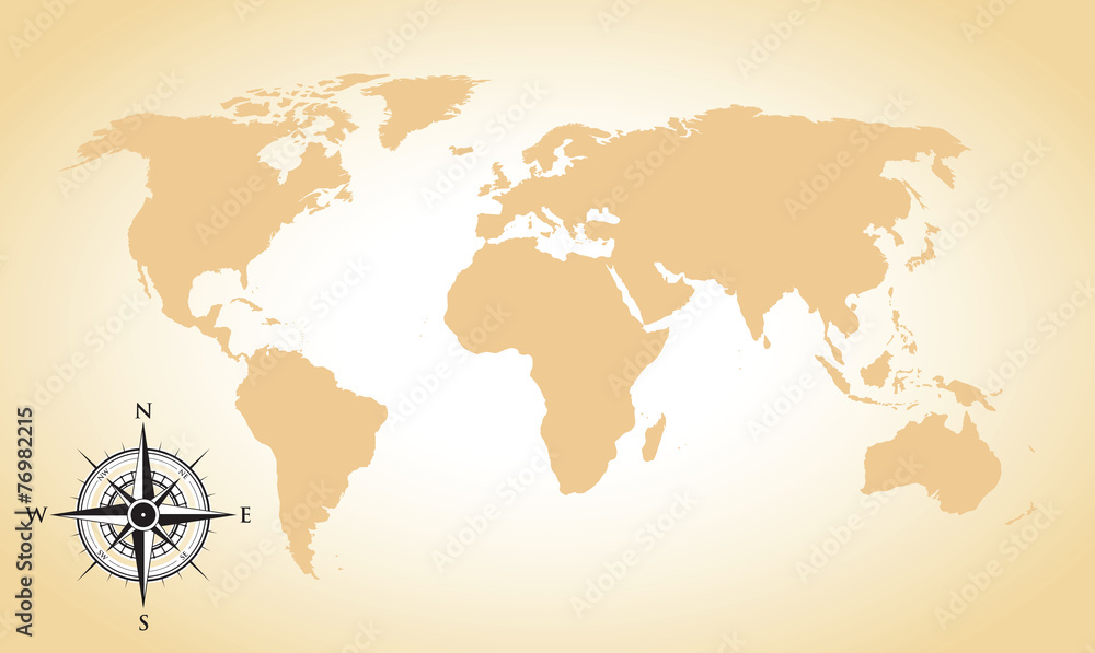Canvas Prints world map and compass background