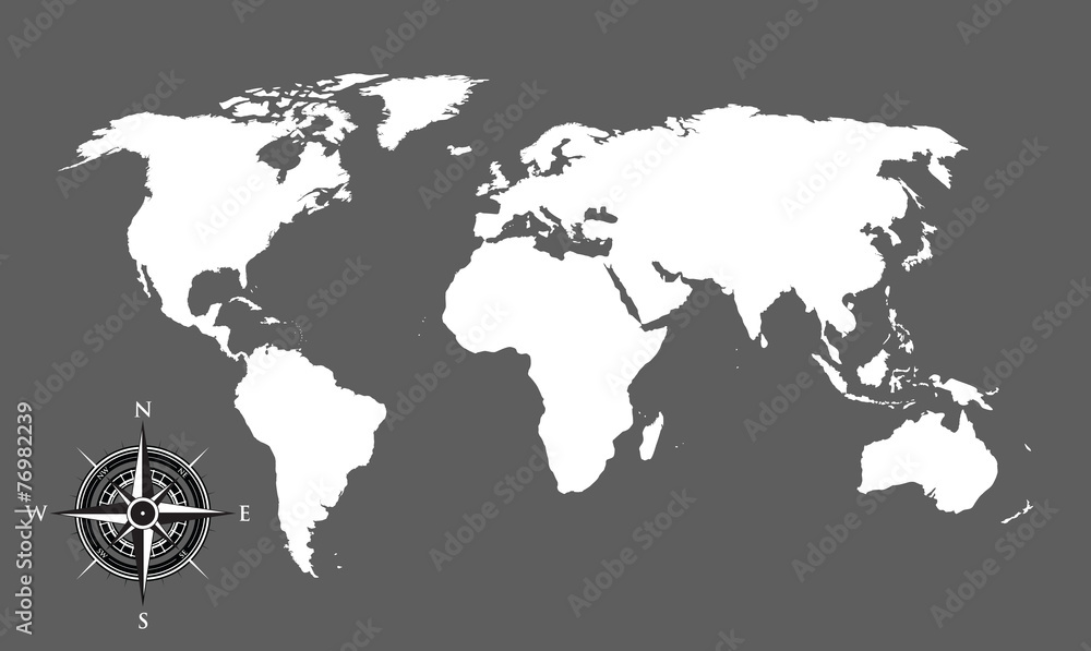 Canvas Prints world map and compass background