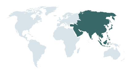 Fototapeta na wymiar world map high lighting asia