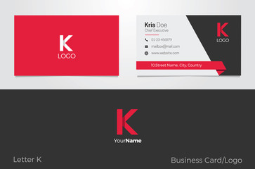 K Letter Logo Corporate Business card