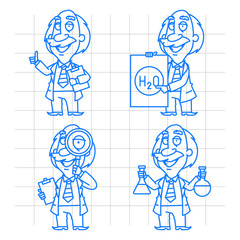 Professor doodle concept set 2