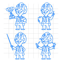 Professor doodle concept set 1