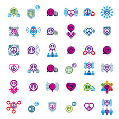 Peace and earth unusual vector icons set, creative symbols colle