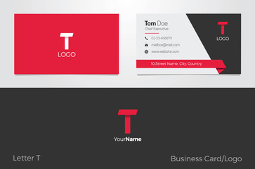 T Letter Logo Corporate Business card