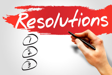 RESOLUTIONS blank list, business concept