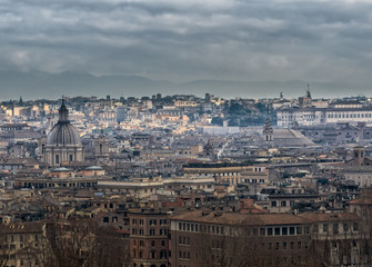 Fototapeta na wymiar Panorama of Rome, with skyline of Pantheon