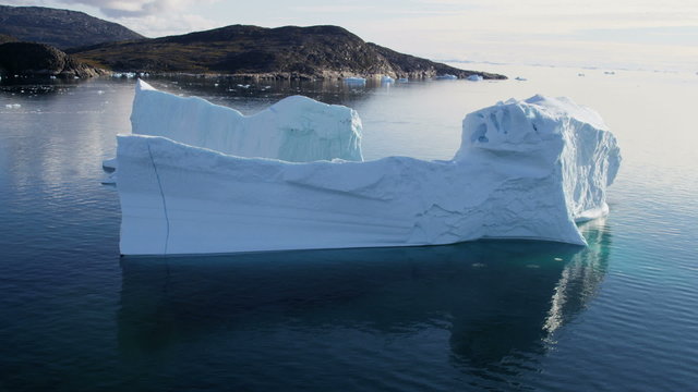 Aerial Melting Arctic Icecap Glacial Frozen Water Disko Bay Greenland