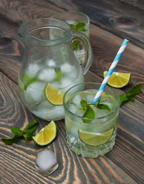 Cold fresh lemonade drink