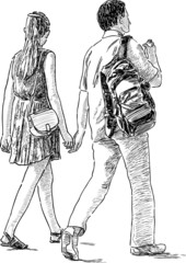 young couple on a walk