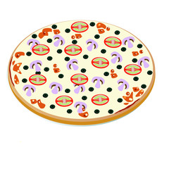 Pizza with mushrooms and olives