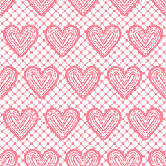 Lace seamless pattern with hearts. Vector illustration.