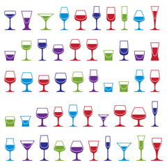 Drinking glasses collection – martini, wineglass, cognac, whis