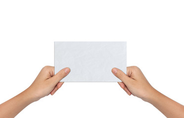 Hand of Female Holding a Blank paper