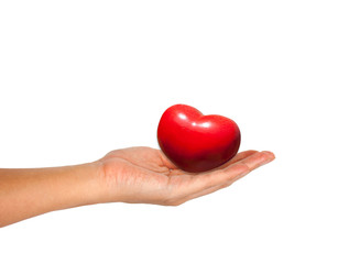 Red Heart in female hand