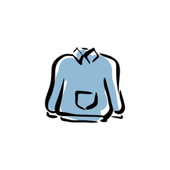 Illustrated blue sweater for men, isolated hand drawn vector clo
