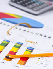 Business charts and numbers