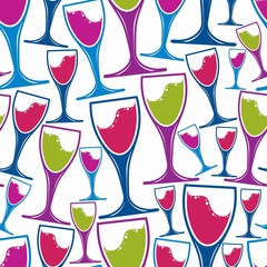 Winery theme seamless pattern, decorative stylish wine goblets.