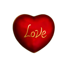 Valentines day red heart isolated over white