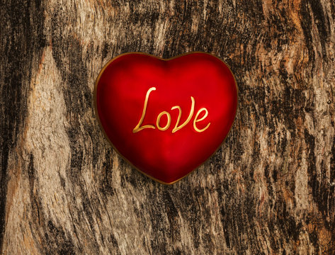 Valentines day love heart on wooden background
