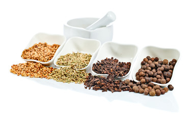 spices on white background