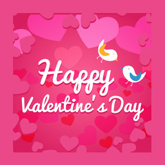 Vector Valentine's Day greeting card with lovely birds and heart