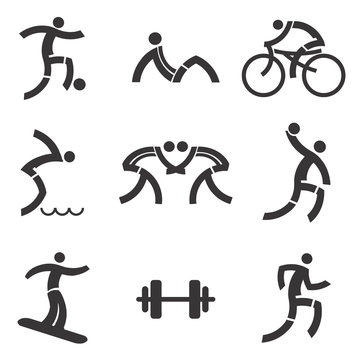 Sport fitness black icons