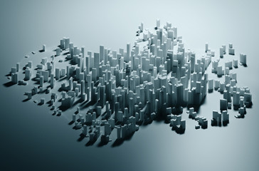 Abstract simple paper city background with skyscrapers