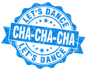 Obraz premium cha-cha-cha blue grunge seal isolated on white