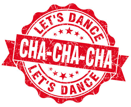 cha-cha-cha red grunge seal isolated on white