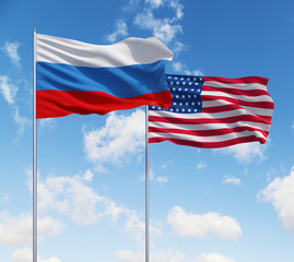 flags of usa and Russia