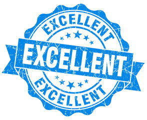 excellent blue grunge seal isolated on white