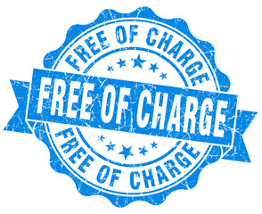 free of charge blue grunge seal isolated on white