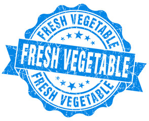 fresh vegetable blue grunge seal isolated on white