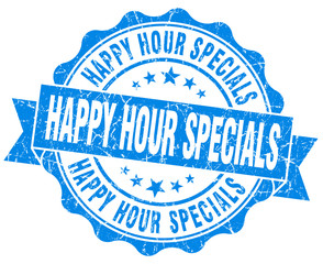 Fototapeta premium happy hour specials blue grunge seal isolated on white