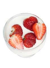 Strawberries in white milk