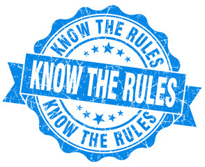 Obraz premium know the rules! blue grunge seal isolated on white